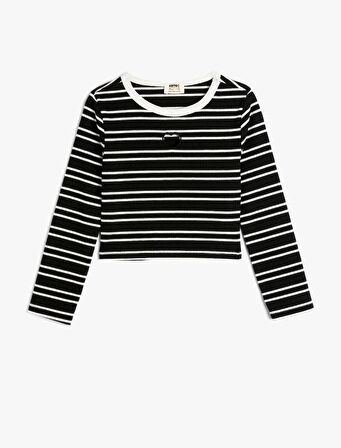 4SKG60035AK Koton Kız Çocuk Sweat Siyah Çizgili