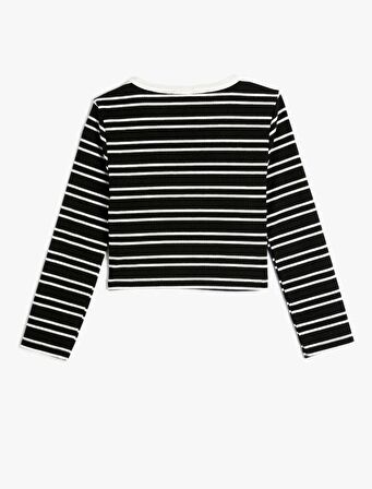 4SKG60035AK Koton Kız Çocuk Sweat Siyah Çizgili