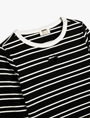 4SKG60035AK Koton Kız Çocuk Sweat Siyah Çizgili