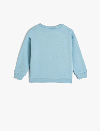 Sweatshirt Bisiklet Yaka Uzun Kollu Kaplan Kabartma Baskılı