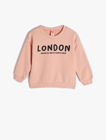 Sweat Uzun Kollu Bisiklet Yaka London Baskılı Pamuklu