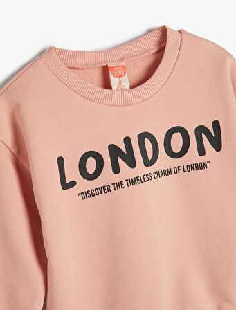 Sweat Uzun Kollu Bisiklet Yaka London Baskılı Pamuklu