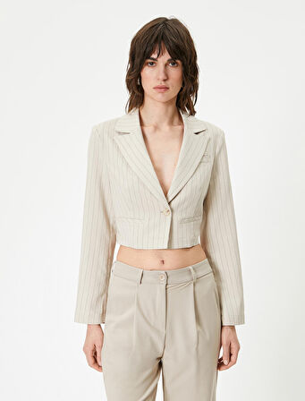 Crop Blazer Ceket Uzun Kollu 