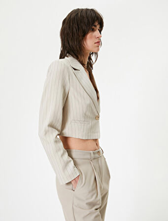 Crop Blazer Ceket Uzun Kollu 