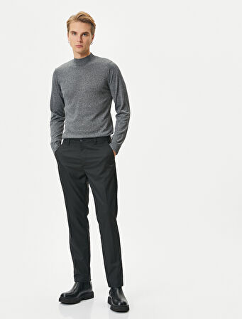 Yarım Balıkçı Yaka Kazak Slim Fit Kırçıllı