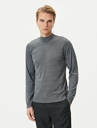Yarım Balıkçı Yaka Kazak Slim Fit Kırçıllı