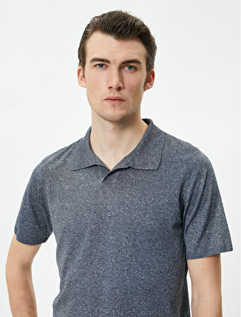 Polo Yaka İnce Triko Tişört Slim Fit Kısa Kollu Kırçıllı