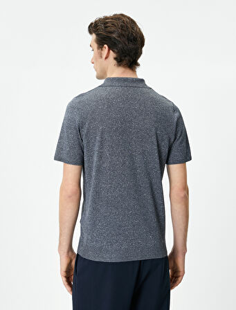 Polo Yaka İnce Triko Tişört Slim Fit Kısa Kollu Kırçıllı