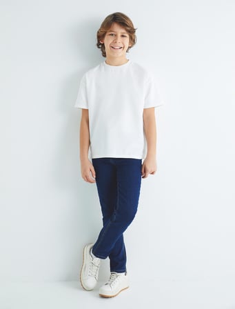 Kot Pantolon Ayarlanabilir Lastikli Pamuklu  - Slim Jean