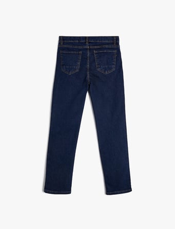 Kot Pantolon Ayarlanabilir Lastikli Pamuklu  - Slim Jean