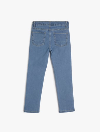 Kot Pantolon Ayarlanabilir Lastikli Pamuklu  - Slim Jean