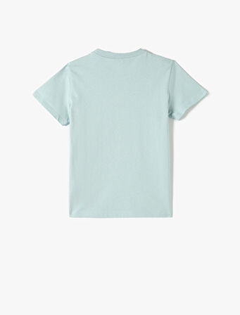 Ananas Baskılı Tişört Kısa Kollu Bisiklet Yaka Pamuklu