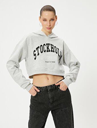 Kısa Kapşonlu Kolej Sweatshirt Rahat Kalıp