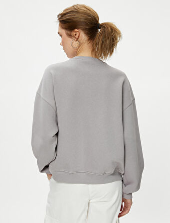 Sweatshirt Baskılı Bisiklet Yaka Uzun Kollu