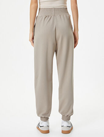 Jogger Eşofman Altı Yüksek Bel Rahat Kalıp Cepli Pamuk Karışımlı