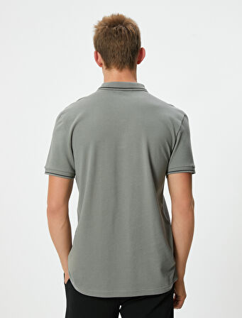 Slim Fit Polo Tişört Kısa Kollu Çizgi Detaylı Pamuklu