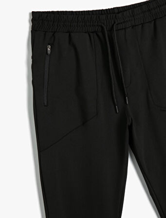 Jogger Eşofman Altı Beli Bağcıklı Fermuar Cepli