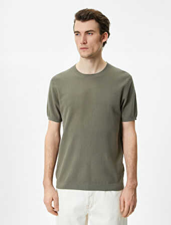 Triko Kazak Kısa Kollu Bisiklet Yaka Pamuklu