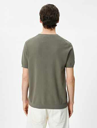 Triko Kazak Kısa Kollu Bisiklet Yaka Pamuklu