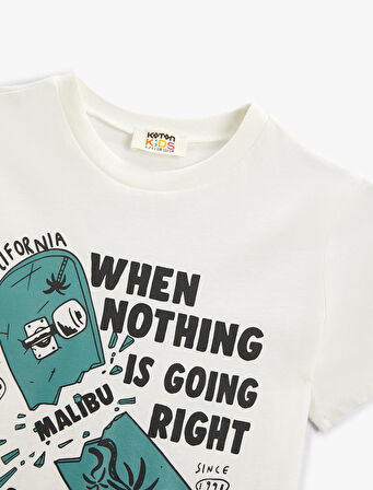 Tişört Kısa Kollu Kaykay Baskılı Bisiklet Yaka Pamuklu