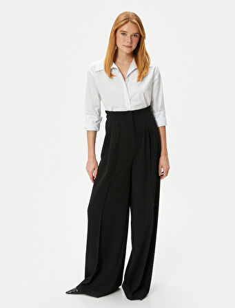 Crop Gömlek Uzun Kollu Manşet Yaka Pamuklu