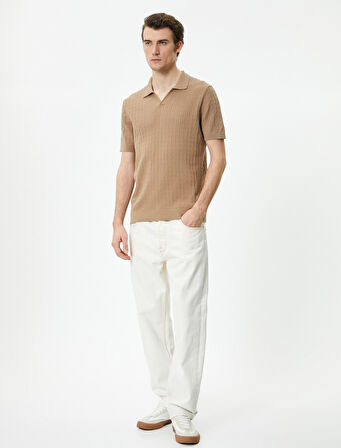 Polo Yaka Tişört Kısa Kollu Dokulu