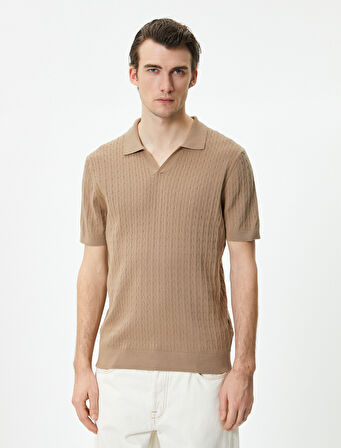 Polo Yaka Tişört Kısa Kollu Dokulu