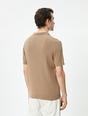 Polo Yaka Tişört Kısa Kollu Dokulu