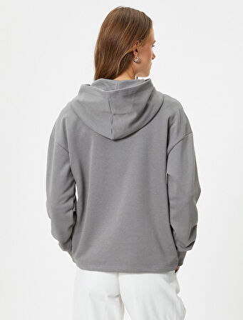 Basic Kapşonlu Sweatshirt Pamuk Karışımlı