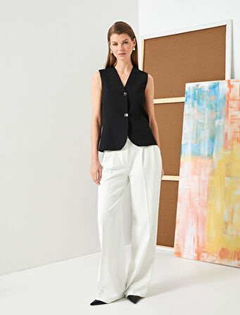 Yelek V Yaka Slim Fit Düğmeli