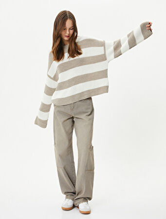 Basic Triko Kazak Uzun Kollu Bisiklet Yaka 