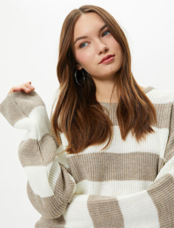 Basic Triko Kazak Uzun Kollu Bisiklet Yaka 