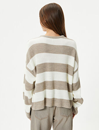 Basic Triko Kazak Uzun Kollu Bisiklet Yaka 