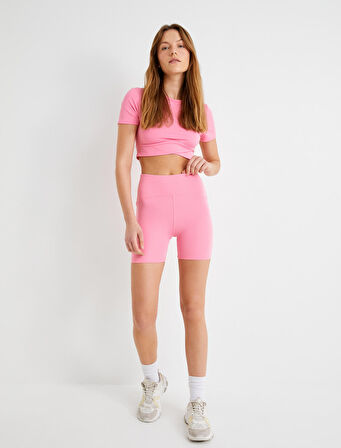 Biker Tayt Spor Yüksek Bel Dikiş Detaylı Slim Fit 