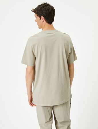 Slogan Baskılı Tişört Bisiklet Yaka Kısa Kollu Pamuklu