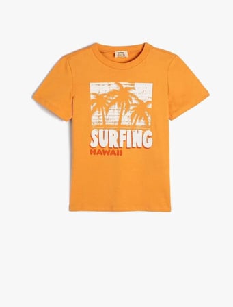 4SKB10335TK Koton Erkek Çocuk T-shirt TURUNCU