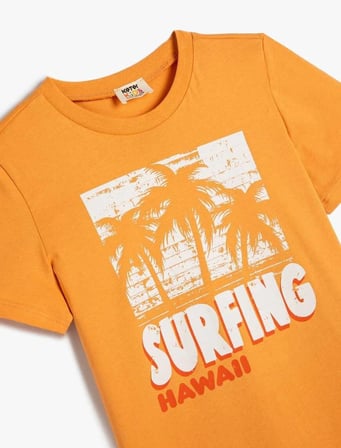 4SKB10335TK Koton Erkek Çocuk T-shirt TURUNCU
