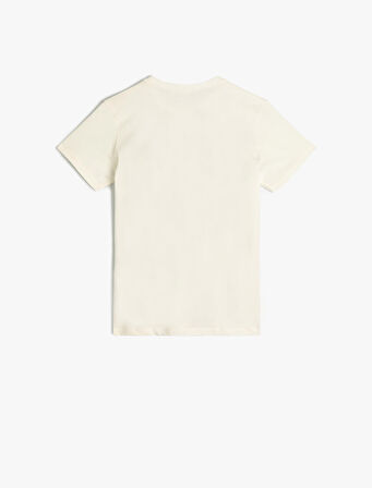 Tişört Yaz Temalı Baskılı Kısa kollu Bisiklet Yaka Pamuklu