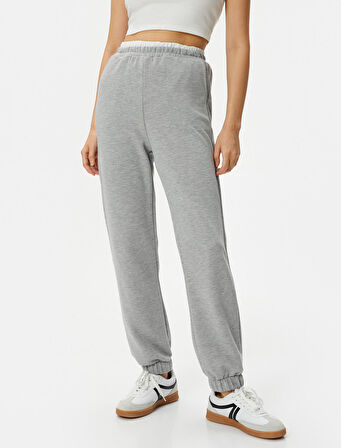 Jogger Eşofman Altı Beli Çift Lastik Görünümlü Cepli