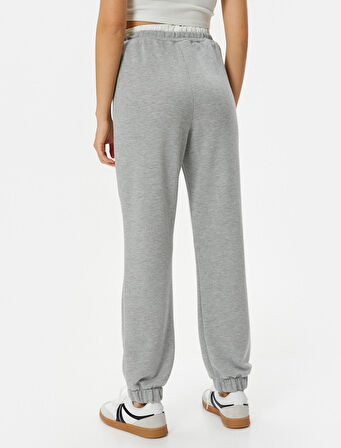 Jogger Eşofman Altı Beli Çift Lastik Görünümlü Cepli