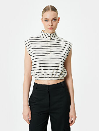 Kolsuz Sweatshirt Yarım Fermuarlı Dik Yaka