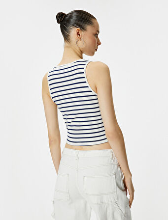 Halter Yaka Kolsuz Tişört Slim Fit Viskon Kumaş