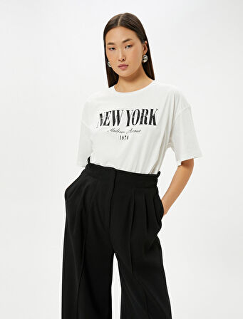 Baskılı Tişört Bisiklet Yaka Kısa Kollu Regular Fit