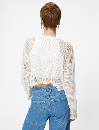 Crop File Tişört Uzun Kollu Bisiklet Yaka