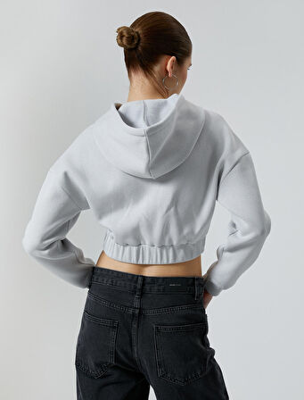 Fermuarlı Crop Sweatshirt Korse Görünümlü 