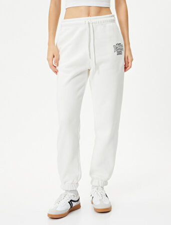 Jogger Eşofman Altı Beli Bağlamalı Cepli Baskı Detaylı