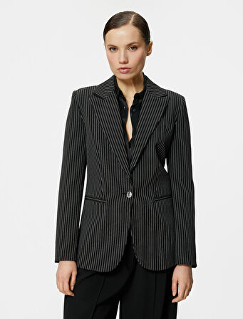 Slim Fit Blazer Ceket Tek Düğmeli Cep Detaylı