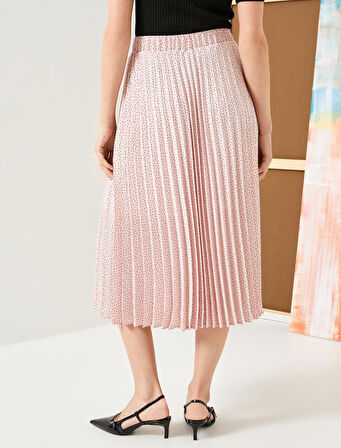 Pileli Midi Etek Puantiyeli Normal Bel