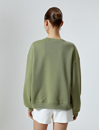 Baskılı Sweatshirt Uzun Kollu Bisiklet Yaka Rahat Kalıp