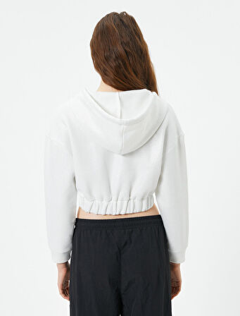 Crop Kapşonlu Sweatshirt Fermuarlı Korse Detaylı
